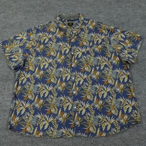 Lee Shirt Mens 4XL Blue Tropical Bird Paradise Short Sleeve Button Down Stretch